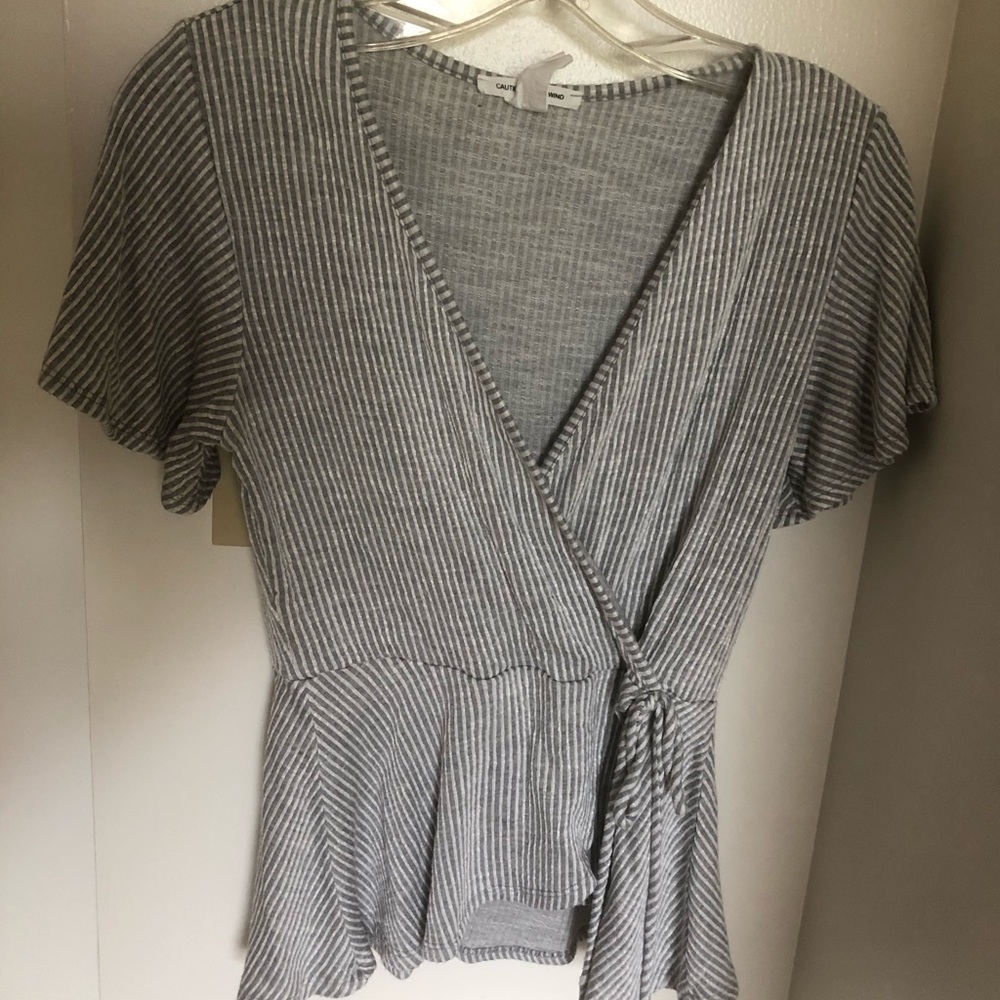 Gray and White Striped Shirt